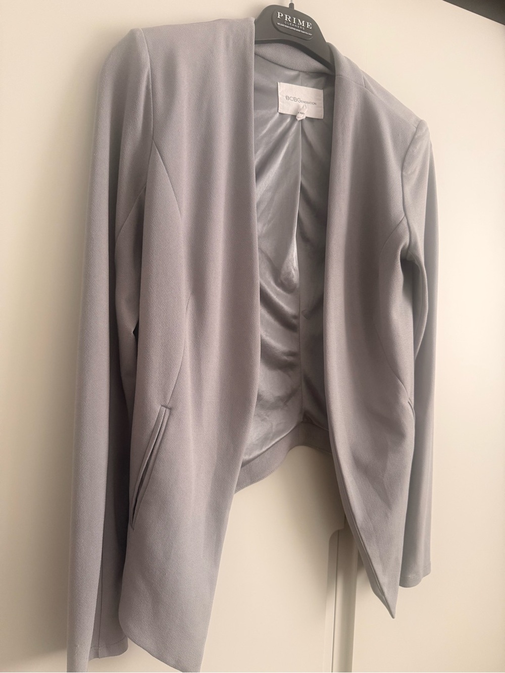 BCBGeneration Light Gray Open-Front Drape Blazer